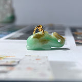 A-Grade Natural Apple Green Jadeite Dolphin Pendant No.600135