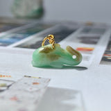 A-Grade Natural Apple Green Jadeite Dolphin Pendant No.600135