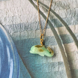 A-Grade Natural Apple Green Jadeite Dolphin Pendant No.600135