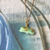 A-Grade Natural Apple Green Jadeite Dolphin Pendant No.600135