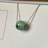 SOLD OUT: A-Grade Natural Floral Imperial Green Jadeite Barrel Pendant No.220647