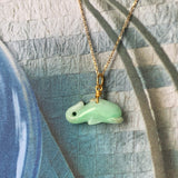 A-Grade Natural Apple Green Jadeite Dolphin Pendant No.600135