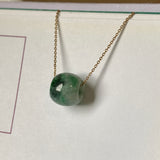 SOLD OUT: A-Grade Natural Floral Imperial Green Jadeite Barrel Pendant No.220647