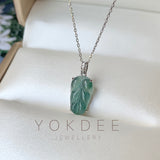 SOLD OUT: Icy A-Grade Jadeite Bespoke Leaf Pendant No.171581