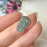 Icy A-Grade Natural Jadeite Pendant with Carvings (Leaf) No.171691