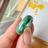 SOLD OUT: 16.2mm A-Grade Natural Floral Imperial Green Jadeite Ring Band No.162169