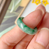 SOLD OUT: 16.2mm A-Grade Natural Floral Imperial Green Jadeite Ring Band No.162169