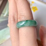 SOLD OUT: 16.2mm A-Grade Natural Floral Imperial Green Jadeite Ring Band No.162169