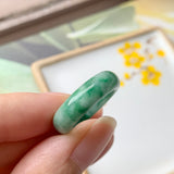 SOLD OUT: 16.2mm A-Grade Natural Floral Imperial Green Jadeite Ring Band No.162170