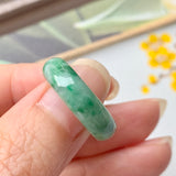 SOLD OUT: 16.2mm A-Grade Natural Floral Imperial Green Jadeite Ring Band No.162170