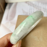 55.5 mm A-Grade Natural Lavender Green Jadeite Modern Round Bangle No.151932