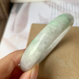 55.5 mm A-Grade Natural Lavender Green Jadeite Modern Round Bangle No.151932