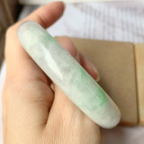 55.5 mm A-Grade Natural Lavender Green Jadeite Modern Round Bangle No.151932