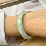 55.5 mm A-Grade Natural Lavender Green Jadeite Modern Round Bangle No.151932