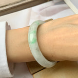 55.5 mm A-Grade Natural Lavender Green Jadeite Modern Round Bangle No.151932