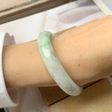 55.5 mm A-Grade Natural Lavender Green Jadeite Modern Round Bangle No.151932