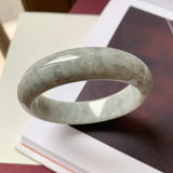 56.1mm A-Grade Natural Grey Jadeite Modern Round Bangle No.330083