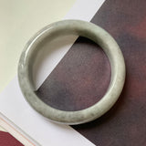 56.1mm A-Grade Natural Grey Jadeite Modern Round Bangle No.330083