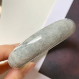 56.1mm A-Grade Natural Grey Jadeite Modern Round Bangle No.330083