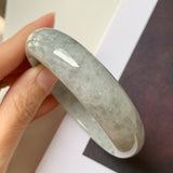 56.1mm A-Grade Natural Grey Jadeite Modern Round Bangle No.330083