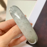 56.1mm A-Grade Natural Grey Jadeite Modern Round Bangle No.330083