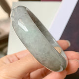 56.1mm A-Grade Natural Grey Jadeite Modern Round Bangle No.330083