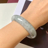 56.1mm A-Grade Natural Grey Jadeite Modern Round Bangle No.330083