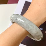 56.1mm A-Grade Natural Grey Jadeite Modern Round Bangle No.330083