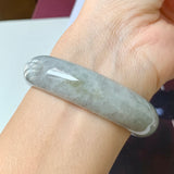 56.1mm A-Grade Natural Grey Jadeite Modern Round Bangle No.330083