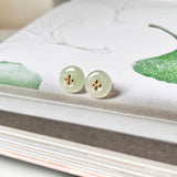 Icy A-Grade Natural Moss On Snow Jadeite Earring Studs (Lilac Flower) No. 180640