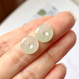 Icy A-Grade Natural Moss On Snow Jadeite Earring Studs (Lilac Flower) No. 180640