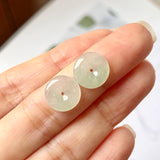 Icy A-Grade Natural Moss On Snow Jadeite Earring Studs (Lilac Flower) No. 180640