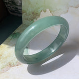 52.9mm A-Grade Natural Bluish Green Jadeite Modern Oval Bangle No.151925