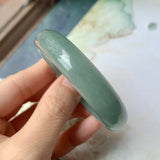 52.9mm A-Grade Natural Bluish Green Jadeite Modern Oval Bangle No.151925