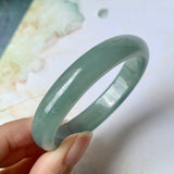 52.9mm A-Grade Natural Bluish Green Jadeite Modern Oval Bangle No.151925