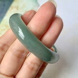52.9mm A-Grade Natural Bluish Green Jadeite Modern Oval Bangle No.151925