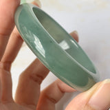 52.9mm A-Grade Natural Bluish Green Jadeite Modern Oval Bangle No.151925