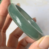 52.9mm A-Grade Natural Bluish Green Jadeite Modern Oval Bangle No.151925