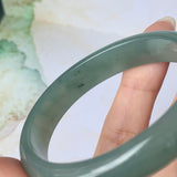 52.9mm A-Grade Natural Bluish Green Jadeite Modern Oval Bangle No.151925