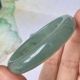 52.9mm A-Grade Natural Bluish Green Jadeite Modern Oval Bangle No.151925