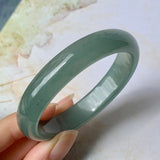 52.9mm A-Grade Natural Bluish Green Jadeite Modern Oval Bangle No.151925