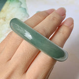 52.9mm A-Grade Natural Bluish Green Jadeite Modern Oval Bangle No.151925