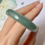 52.9mm A-Grade Natural Bluish Green Jadeite Modern Oval Bangle No.151925