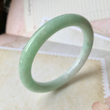 SOLD OUT: 54.9mm A-Grade Natural Green Jadeite Traditional Round Bangle No.151930