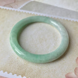 SOLD OUT: 54.9mm A-Grade Natural Green Jadeite Traditional Round Bangle No.151930