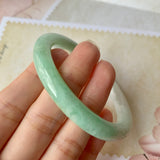 SOLD OUT: 54.9mm A-Grade Natural Green Jadeite Traditional Round Bangle No.151930