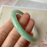 SOLD OUT: 54.9mm A-Grade Natural Green Jadeite Traditional Round Bangle No.151930