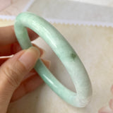 SOLD OUT: 54.9mm A-Grade Natural Green Jadeite Traditional Round Bangle No.151930