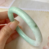 SOLD OUT: 54.9mm A-Grade Natural Green Jadeite Traditional Round Bangle No.151930