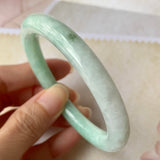 SOLD OUT: 54.9mm A-Grade Natural Green Jadeite Traditional Round Bangle No.151930